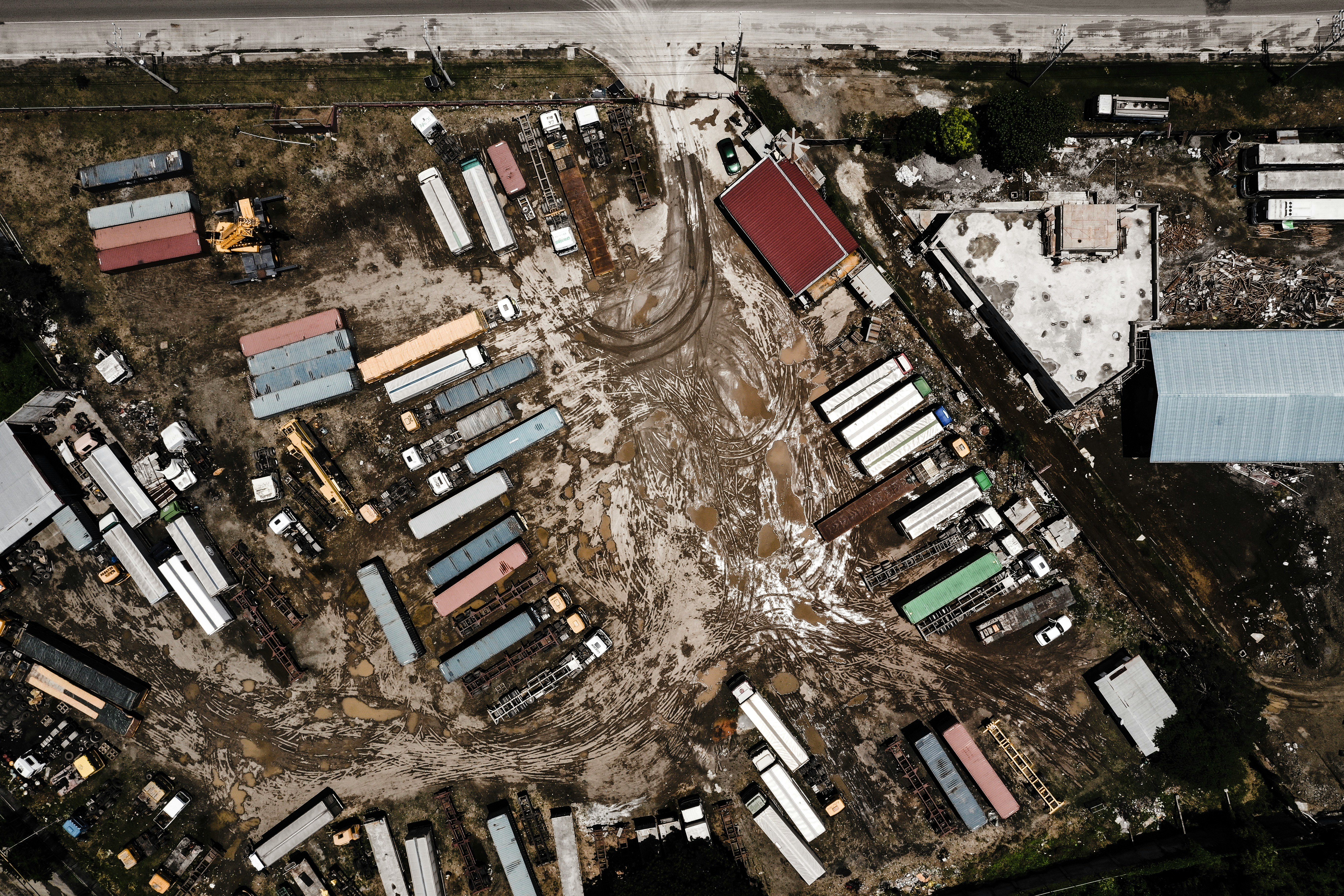 aerial photo of intermodal containers